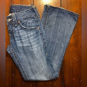 True Religion Women's Wide Leg Flare Jeans - Medium Blue Wash